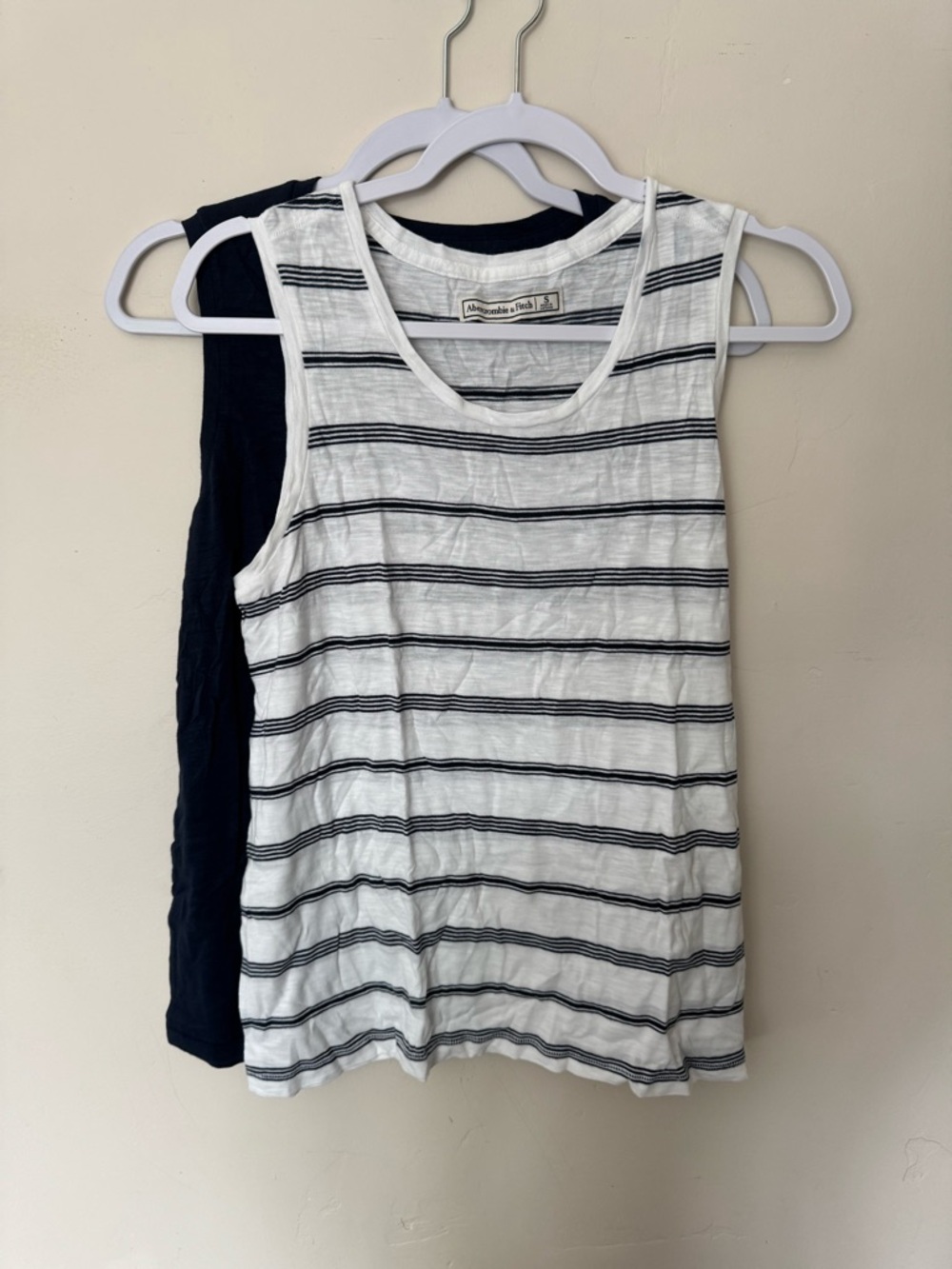 Pair of Abercrombie & Fitch Tank Tops. Striped White & Navy Tank Top Set